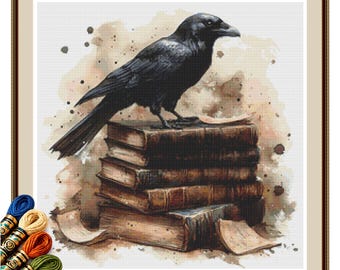 Enchanted Raven Library Cross Stitch Pattern PDF