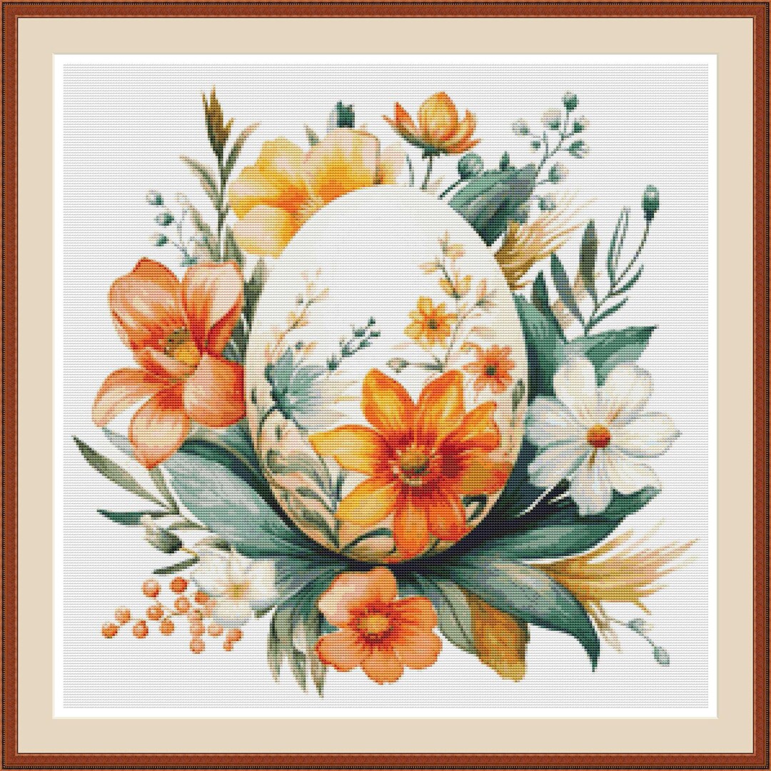 Easter Egg 4 Cross Stitch Pattern, Spring Floral PDF Embroidery Chart ...