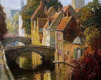 City View of Bruges - Cross stitch - Cross stitch pattern - Hand embroidery pattern - PDF format cross stitch pattern