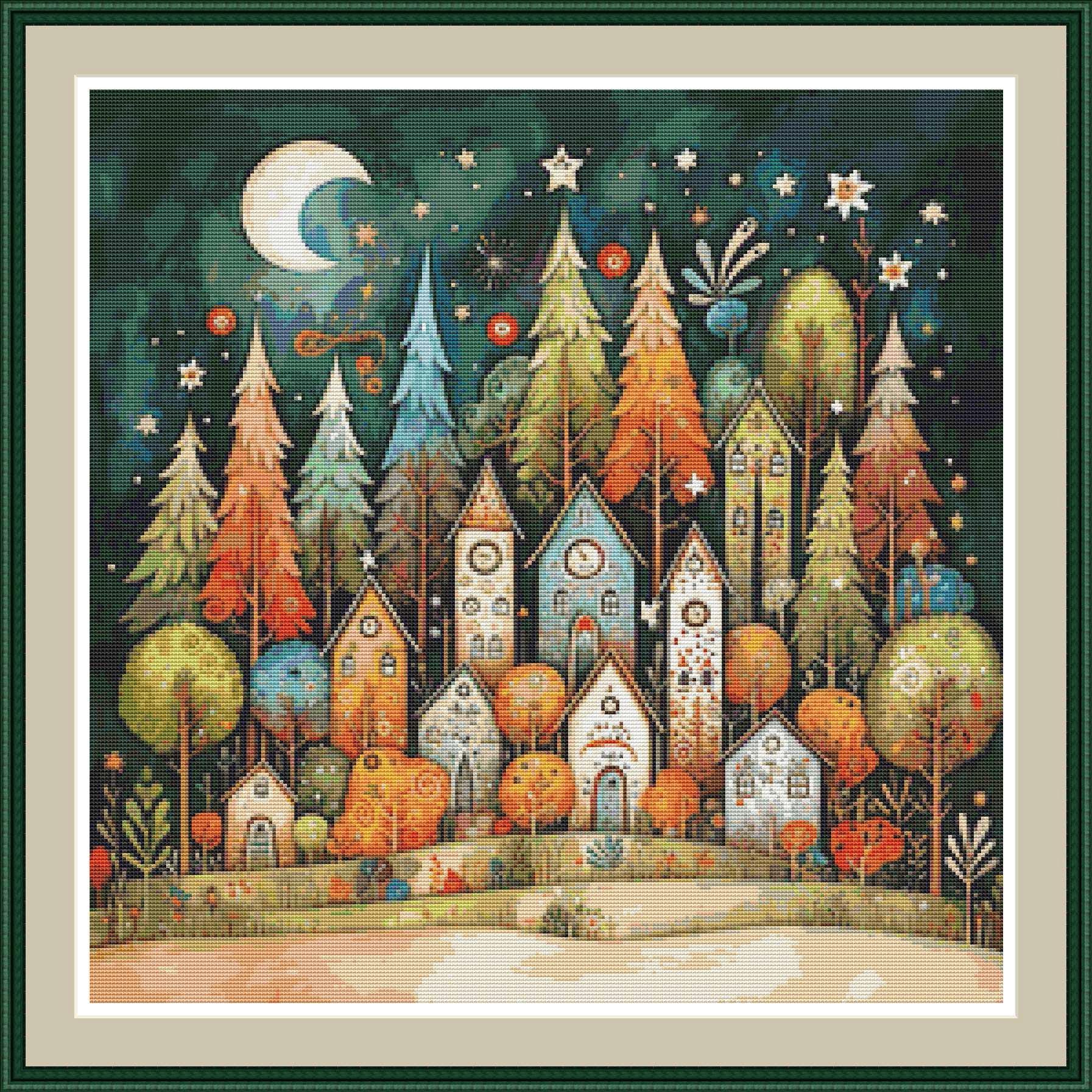 Whimsical Trees 4 Cross Stitch Pattern: Whimsical Landscape Embroidery ...