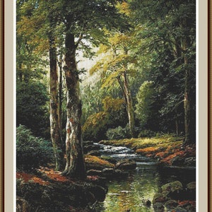 The Forest Stream - kruissteekpatroon - borduurpatroon - kruissteektabel - geteld kruissteekpatroon in pdf-indeling
