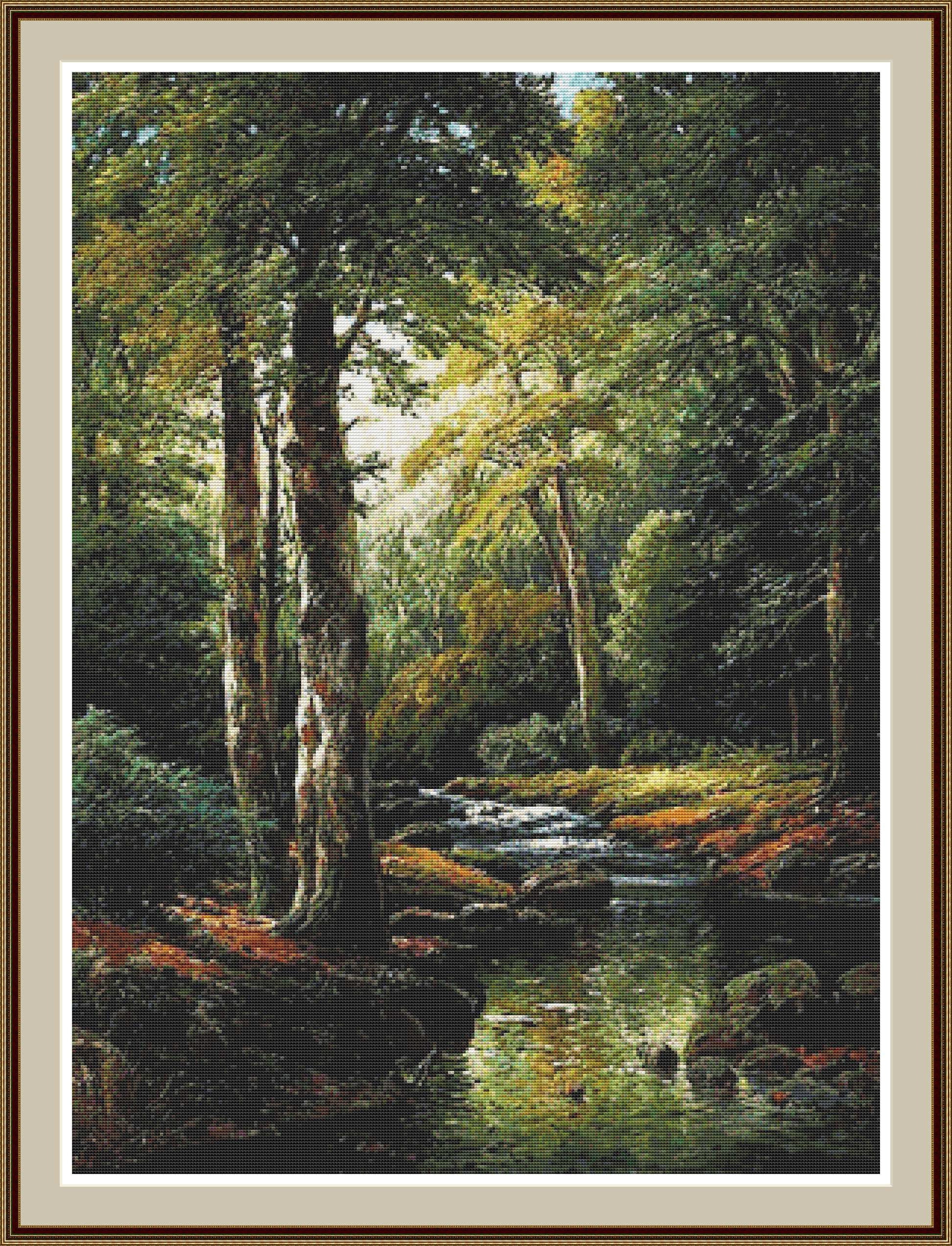 The Forest Stream - Cross stitch pattern - Embroidery cross stitch pattern - Cross stitch chart - Counted cross stitch pattern in PDF format