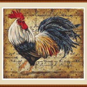 Vintage Rooster 2 # Embroidery pattern # Cross stitch supply # Counted cross stitch pattern in PDF format # Counted cross stitch