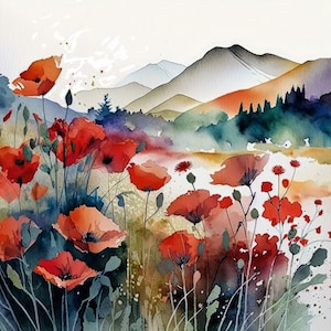 Field of Poppies 2. Cross stitch pattern, Counted cross stitch, Hand embroidery pattern, PDF cross stitch chart, Cross stitch, PDF pattern