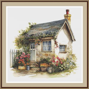 Tiny Cottage 12. PDF Cross stitch pattern, Cute tiny cottage, Home decor, Hand embroidery, Cottage, Cross stitch chart.