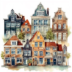 Amsterdam Houses 1. Cross stitch pattern, Counted cros stitch, Hand embroidery pattern, PDF cross stitch, Cross stitch chart, PDF pattern