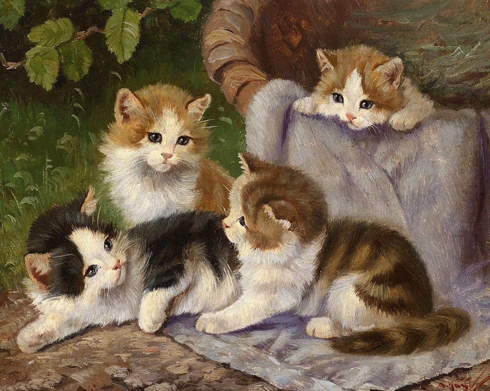 Картинка для детей кошка с котятами