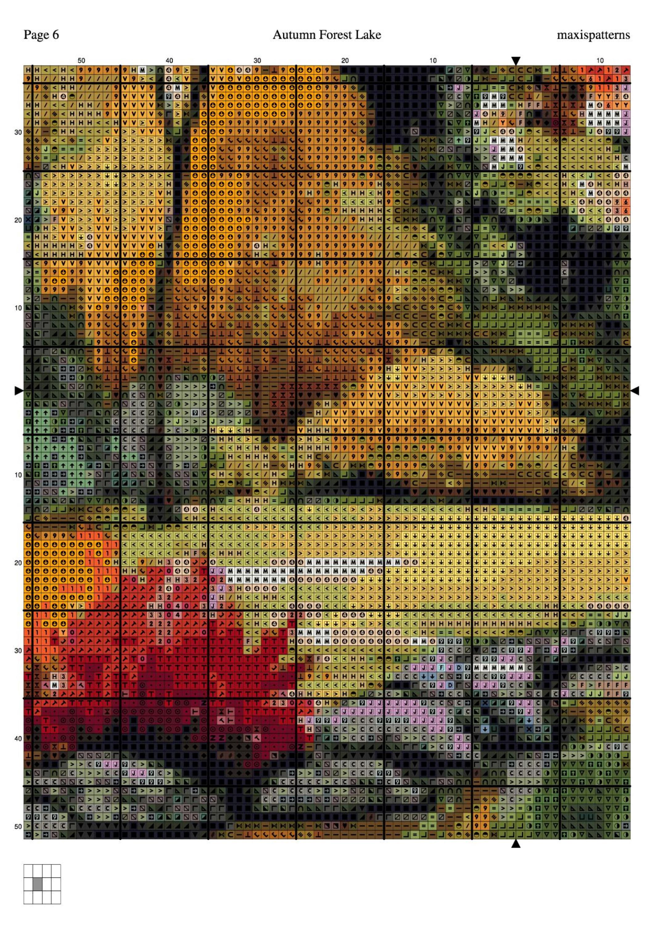 Autumn Forest Lake Cross Stitch Pattern, Fall Landscape Embroidery PDF ...