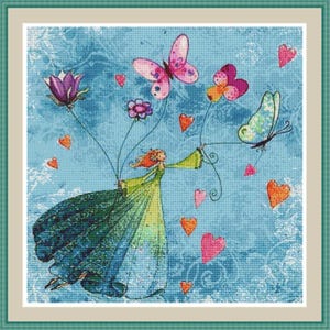 Fairy and Butterflies, PDF Cross stitch pattern, Hand embroidery, Fairy, Butterflies, Embroidery pattern, Cross stitch chart, PDF pattern.