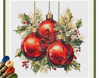 Classic Holiday Ornaments Cross Stitch Pattern PDF
