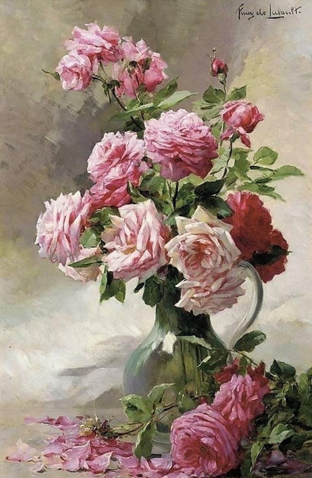 Pink Roses in a Glass Vase Cross Stitch Pattern Counted Cross Stitch ...