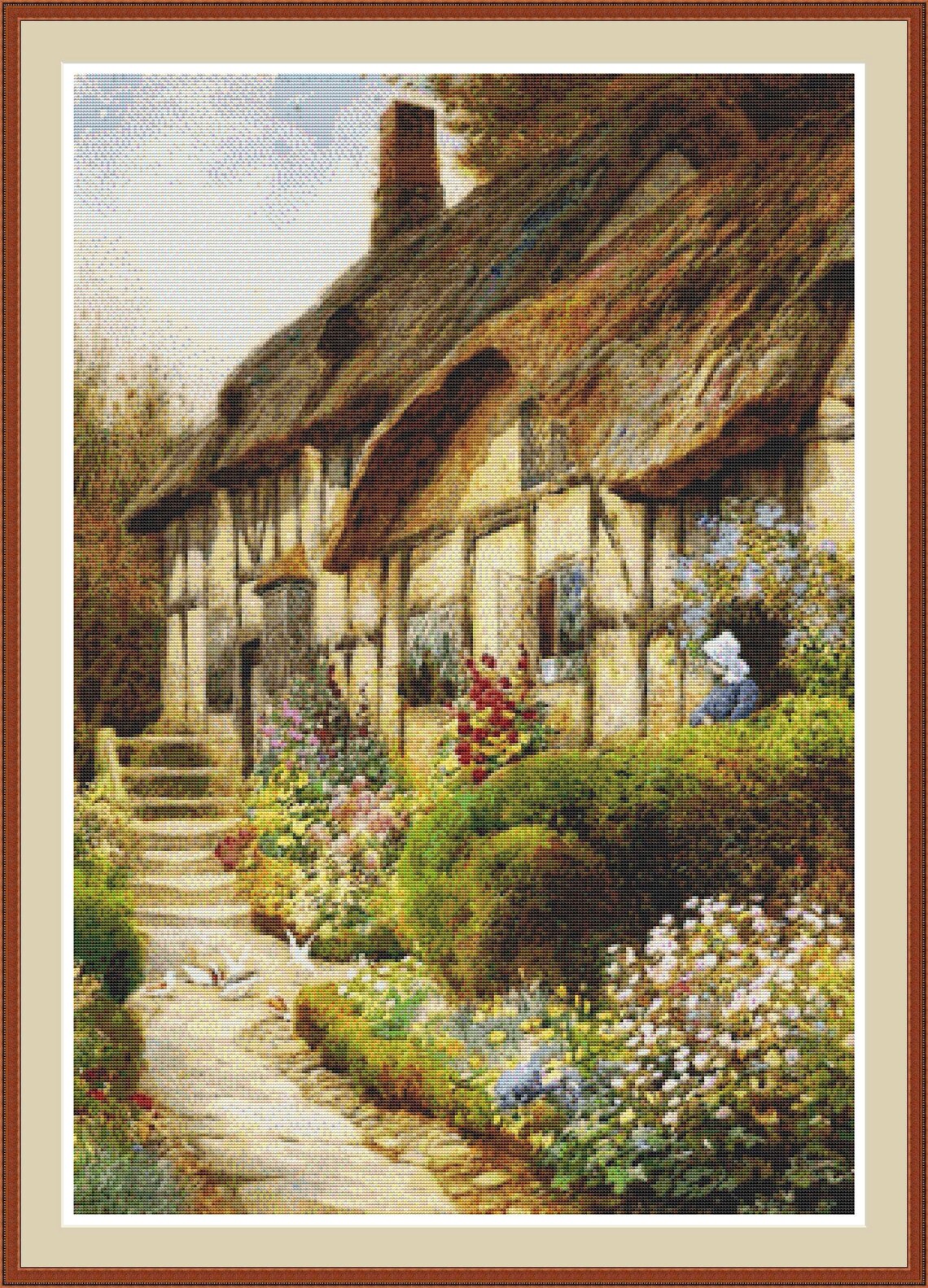 Thatched Cottage and Garden Cross Stitch Pattern Counted Etsy