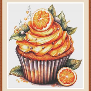 Fruity Cupcake 4, PDF Cross stitch pattern, Cupcake, Home decor, Hand embroidery, Cross stitch pattern, PDF chart, Digital download.