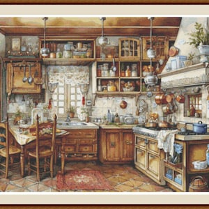 Old Kitchen 1, Cross stitch pattern, Counted cross stitch, Hand embroidery pattern, PDF cross stitch, Cross stitch chart, PDF pattern