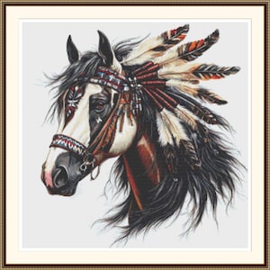 Indianerpferd 8. Kreuzstichmuster, Kreuzstichmuster, PDF Kreuzstich, Handstickerei, Printable PDF Pattern, PDF Pattern.