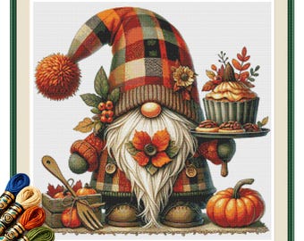 Harvest Kitchen Gnome Cross Stitch Pattern PDF