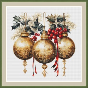 Christmas Baubles 4.  PDF Cross stitch pattern, Christmas pattern, Baubles, Hand embroidery, Digital download, Cross stitch chart.