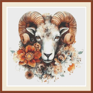 Aries. Cross stitch pattern, Counted cross stitch, PDF cross stitch pattern, Hand embroidery pattern, PDF pattern, Cross stitch