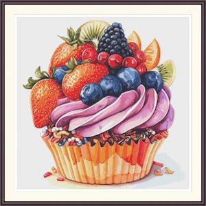 Cupcake 4. PDF cross stitch pattern, Hand embroidery, Home decor, Cupcake, Cross stitch chart, PDF pattern, Digital download.