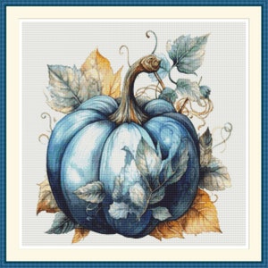Blue Pumpkin 4.Cross stitch pattern, Counted cross stitch, Hand embroidery pattern, PDF cross stitch pattern, Cross stitch, PDF pattern