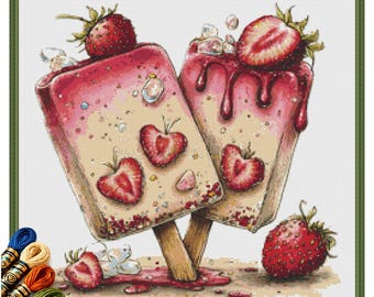 Aardbeiroomijsjes kruissteekpatroon pdf