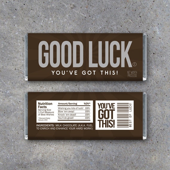 GOOD LUCK Candy Bar Wrappers – Printable Instant Download – Last minute gifts for sports, interviews, recitals, plays, elections and more! Il_570xn