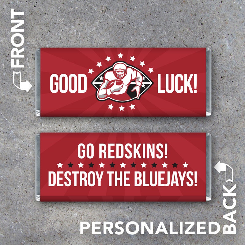 Football GOOD LUCK Candy Bar Wrapper Personalized Printable - Etsy