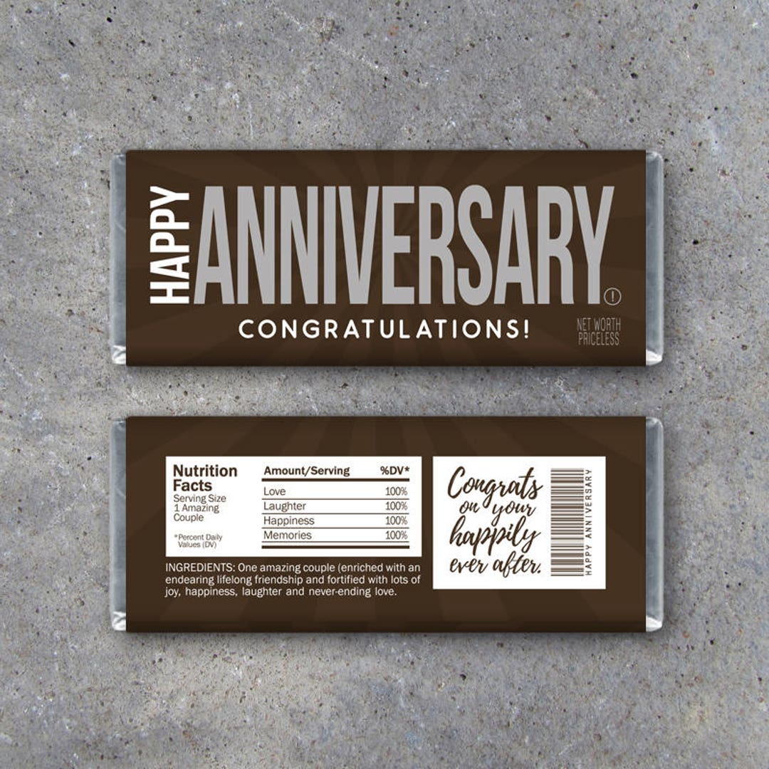 HAPPY ANNIVERSARY Candy Bar Wrappers Printable Instant - Etsy