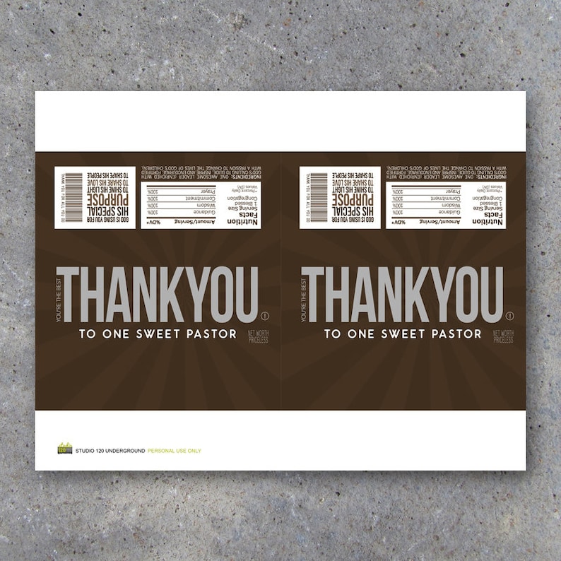 THANK YOU Pastor Appreciation Candy Bar Wrappers Printable Instant Download Pastor Appreciation Gift Idea Religious Christian Gifts image 4