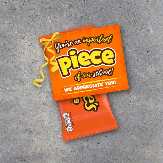 Teacher Appreciation Gift - "You're An Important Piece of our School" Tags - Printable Instant Download to pair with Reese's Pieces - Gift Il_570xn
