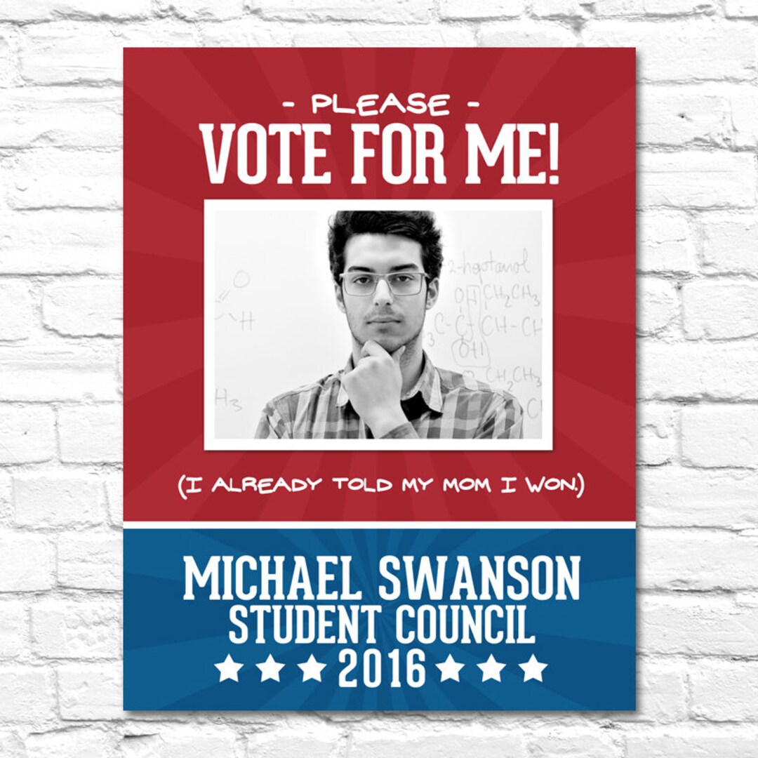 Election Campaign Poster 1 Printable 8 5 X 11 Poster Personalized With 