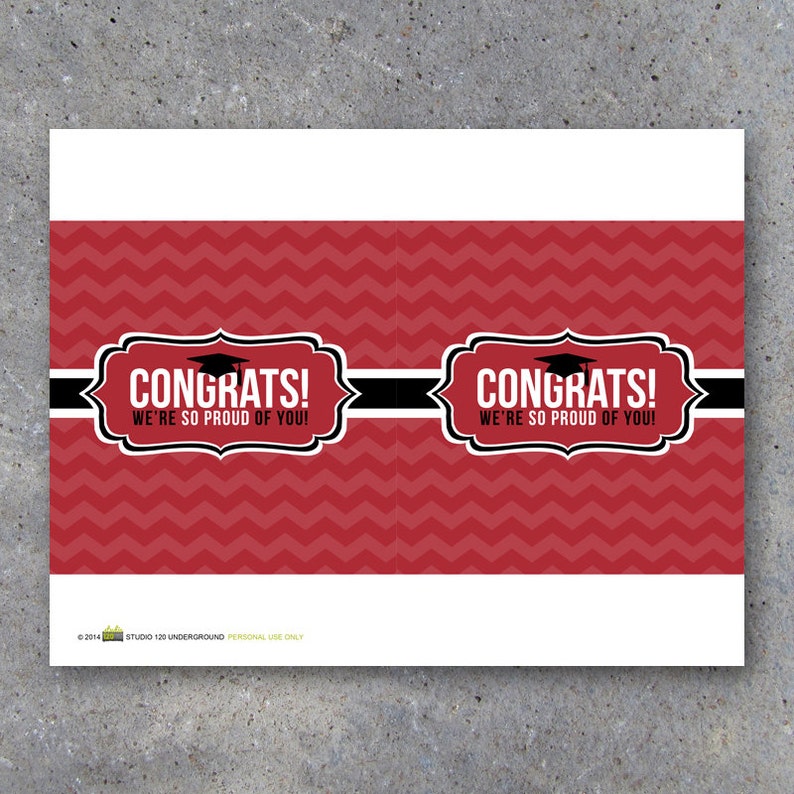 Graduation CONGRATS Candy Bar Wrapper in Red \u2013 Instant Download Printable Files \u2013 Printable Candy Bar Wrappers \u2013 Graduation Party Favors