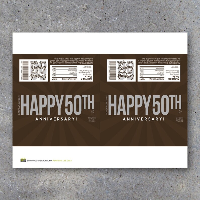 HAPPY 50TH ANNIVERSARY Candy Bar Wrappers Printable Instant - Etsy