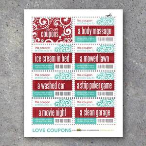 Love Coupons FOR HIM Printable Digital File Instantly print love coupons for Valentines Day, Anniversaries, or Just Because image 3