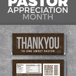 THANK YOU Pastor Appreciation Candy Bar Wrappers Printable Instant Download Pastor Appreciation Gift Idea Religious Christian Gifts image 5