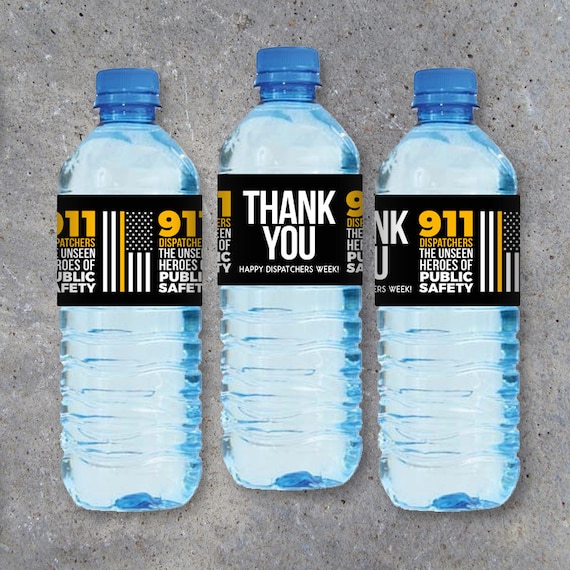 911 DISPATCHER APPRECIATION GIFT – Printable "Thank You" Water Bottle Labels Download – National Public Safety Telecommunications Week Gift Il_570xn