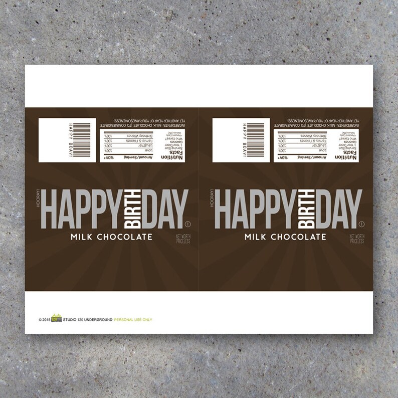 HAPPY BIRTHDAY Candy Bar Wrappers Printable Instant Download Etsy