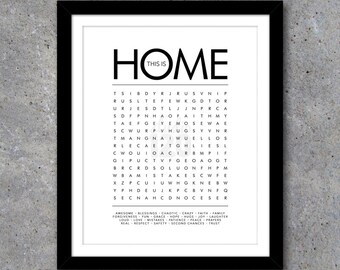 THIS HOME Word Search Modern Wall Art Printable Digital File | Etsy