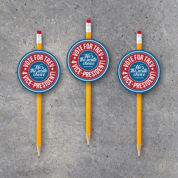 Campaign Election Pencil Topper Tags – Printable 2.5" Circle Tags or Stickers Personalized with Name & Title for DIY Campaign VOTE Giveaways Il_570xn