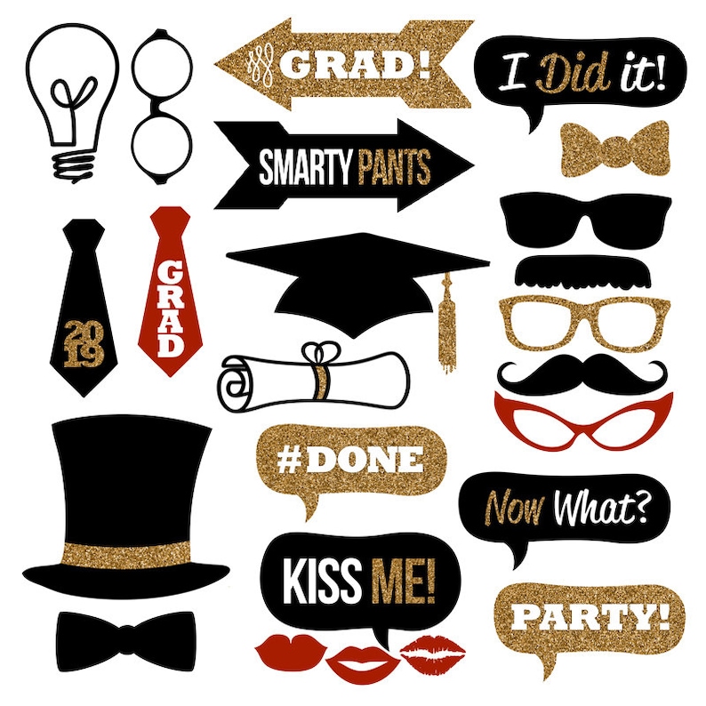 2019 Commencement Picture Booth Props Choice Printables Fast Down load Black Gold Glitter Photograph Booth Props for Commencement Get-togethers! photograph about Printable Photo Booth Props Templates referred to as 2019 Commencement Picture Booth Props Selection Printables Prompt Down load Black Gold Glitter Image Booth Props for Commencement Functions!