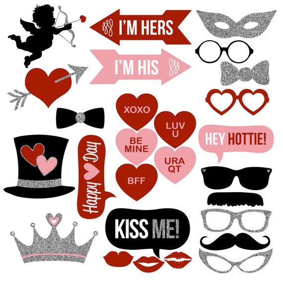 Valentine's Day Photo Booth Props Collection Printable - Etsy