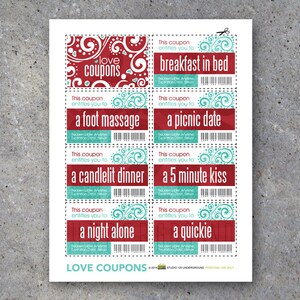 Love Coupons FOR HIM Printable Digital File Instantly print love coupons for Valentines Day, Anniversaries, or Just Because image 2