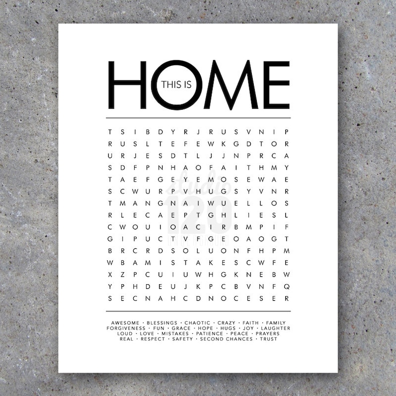 this is home word search modern wall art printable digital etsy