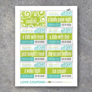 Love Coupons FOR KIDS Printable Instant Download Printable coupons for kids and young children Reward Coupons image 3