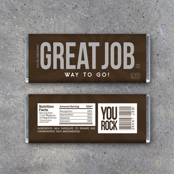great job candy bar wrappers printable instant download last minute congratulations gifts for recitals plays sports and more candy bar wrappers