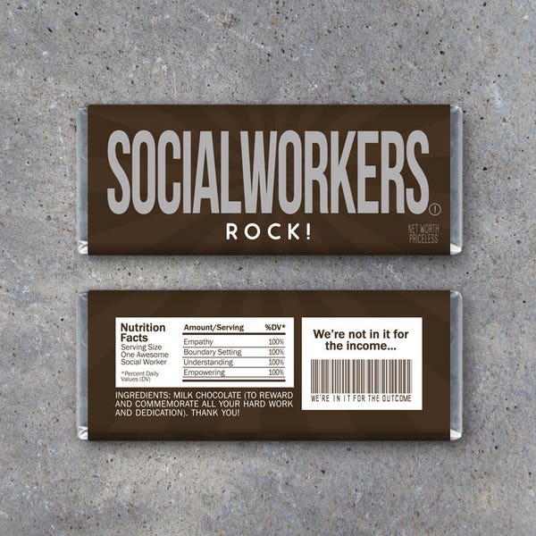 Social Workers Rock! Candy Bar Wrappers – Printable Instant Download – Social Worker Thank You Gift – Last minute employee appreciation gift