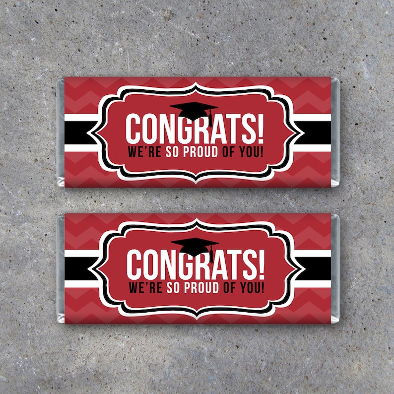 Graduation CONGRATS Candy Bar Wrapper in Red \u2013 Instant Download Printable Files \u2013 Printable Candy Bar Wrappers \u2013 Graduation Party Favors