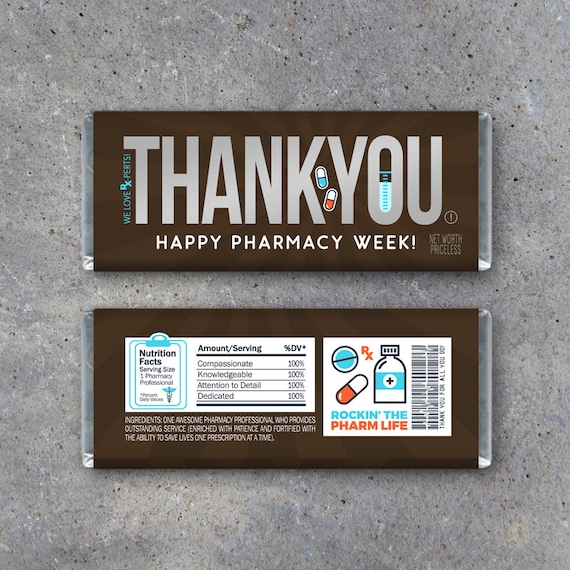 Pharmacy Week Appreciation Gift Printable Candy Bar Wrappers Etsy