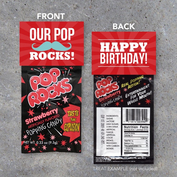 Download Happy Birthday Our Pop Rocks Treat Toppers Printables To Pair With Pop Rocks Diy Last Minute Gift For Dad Or Grandpa Birthday Card By Studio 120 Underground Catch My Party