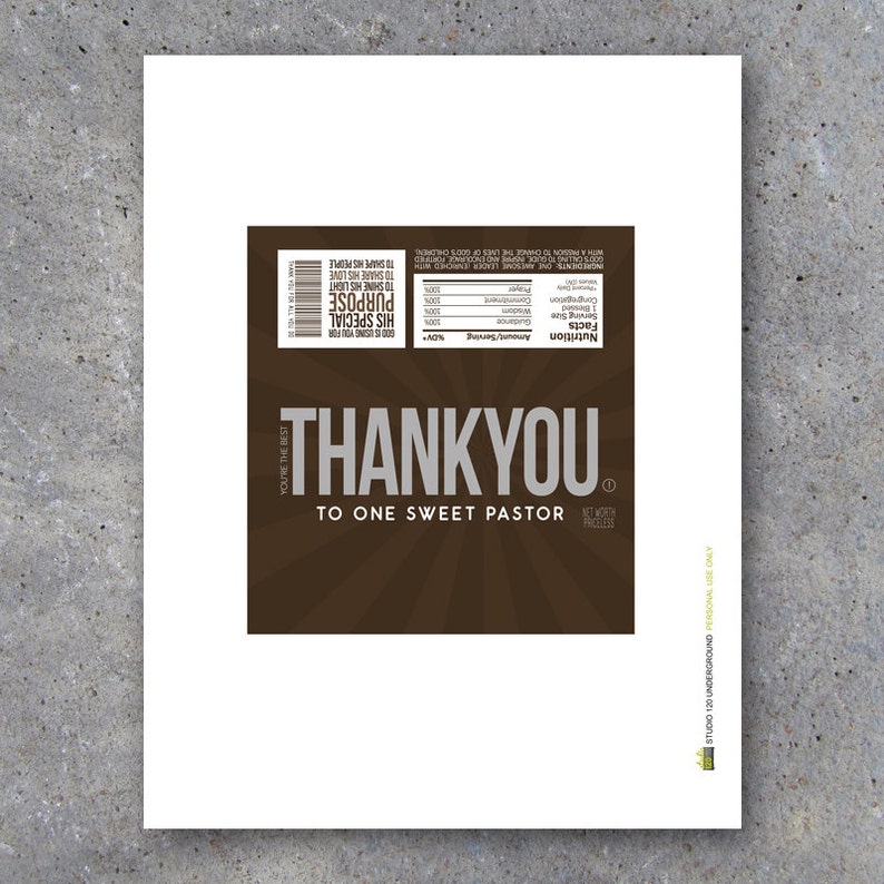 THANK YOU Pastor Appreciation Candy Bar Wrappers Printable Instant Download Pastor Appreciation Gift Idea Religious Christian Gifts image 2